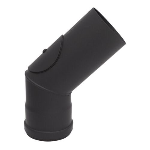 Pelletrohr Rauchrohr Bogen zweiteilig 45&deg; mit Pr&uuml;f&ouml;ffnung &Oslash; 100 mm Senotherm schwarz