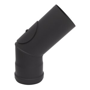 Pelletrohr Rauchrohr Bogen zweiteilig 45&deg; mit Pr&uuml;f&ouml;ffnung &Oslash; 100 mm Senotherm schwarz