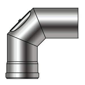 Pelletrohr Rauchrohr Bogen dreiteilig 90&deg; mit Pr&uuml;f&ouml;ffnung &Oslash; 100 mm Senotherm schwarz