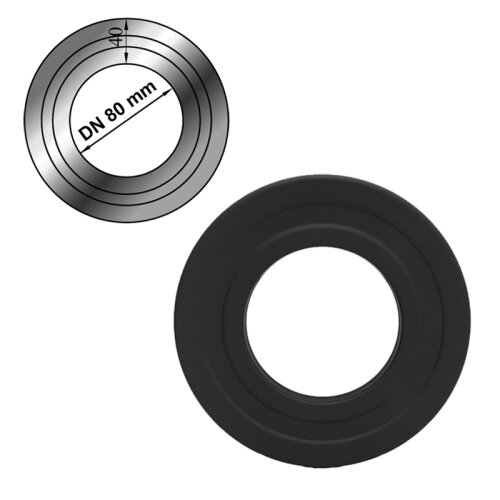 Pelletrohr Rauchrohr Wandrosette 4 cm Rand &Oslash; 80 mm Senotherm schwarz