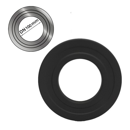 Pelletrohr Rauchrohr Wandrosette 4 cm Rand &Oslash; 100 mm Senotherm schwarz