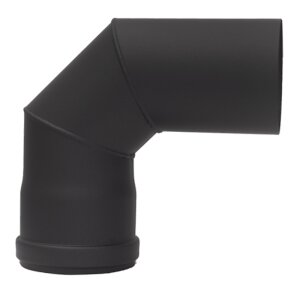 Pelletrohr Rauchrohr Bogen dreiteilig 90&deg; ohne Pr&uuml;f&ouml;ffnung &Oslash; 80 mm Senotherm schwarz