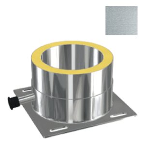 ZEN Schornstein Universal Grundplatte mit Kondensatablauf Edelstahl matt geb&uuml;rstet DW 150 mm