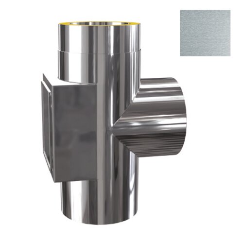 ZEN Schornstein Pr&uuml;f&ouml;ffnung mit T-St&uuml;ck 90&deg; gegen&uuml;berliegend DW 150 mm Edelstahl matt geb&uuml;rstet