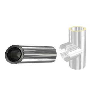 ZEN Schornstein Wanddurchf&uuml;hrung 1000 mm mit intergriertem Wandfutter DW 150 mm Edelstahl matt geb&uuml;rstet