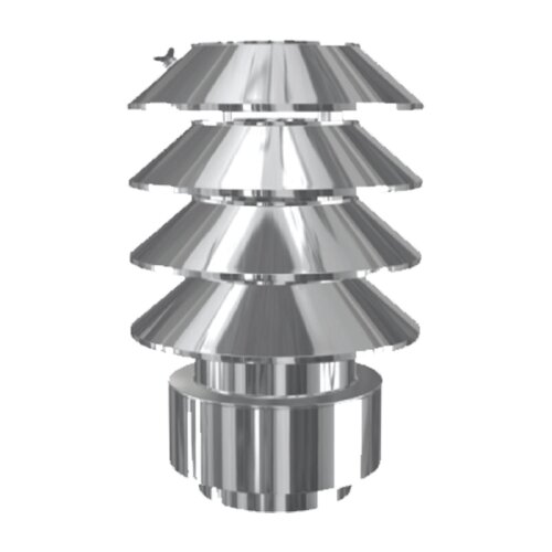 ZEN Schornstein Regenhaube mit Lamellen DW 200 mm Edelstahl gl&auml;nzend