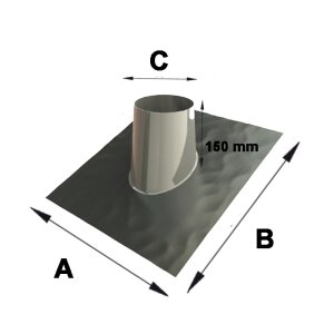 Edelstahl Dachdurchf&uuml;hrung mit Bleirand 5&deg;-20&deg; f&uuml;r einwandige Rohre DN 150 mm