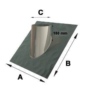 Edelstahl Dachdurchf&uuml;hrung mit Bleirand 35&deg;-50&deg; f&uuml;r einwandige Rohre DN 130 mm