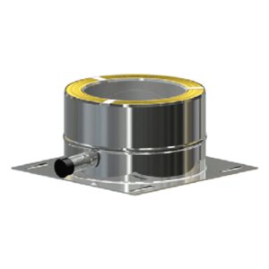 Edelstahlschornstein Grundplatte mit Kondensatablauf DW 100 mm Standard Plus 0,5 mm