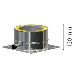 Edelstahlschornstein Grundplatte mit Kondensatablauf DW 100 mm Standard Plus 0,5 mm