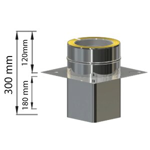 Edelstahlschornstein Grundplatte für Kaminerhöhung Einschub eckig DW 180 mm Premium Plus 0,8 mm