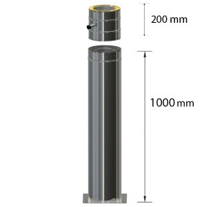 Edelstahlschornstein Standfu&szlig; 1000 mm k&uuml;rzbar inkl.Ru&szlig;topf DW 150 mm Premium 0,6 mm