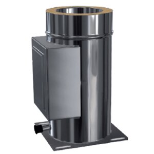 Edelstahlschornstein Kombiteil Reinigungselement mit integriertem Kaminfuss Standard 0,5 mm DW 150 mm