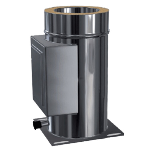 Edelstahlschornstein Kombiteil Reinigungselement mit integriertem Kaminfuss Standard 0,5 mm DW 200 mm