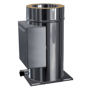 Edelstahlschornstein Kombiteil Reinigungselement mit integriertem Kaminfuss Standard 0,5 mm DW 200 mm