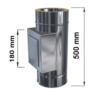 Edelstahlschornstein Pr&uuml;f&ouml;ffnung / Reinigungskasten mit T&uuml;r DW 130 mm Premium Olymp 1,0 mm
