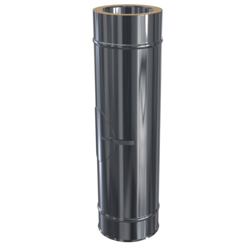 Edelstahlschornstein L&auml;ngenelement mit Revision (Reinigungst&uuml;r) DW 80 mm Premium Plus 0,8 mm