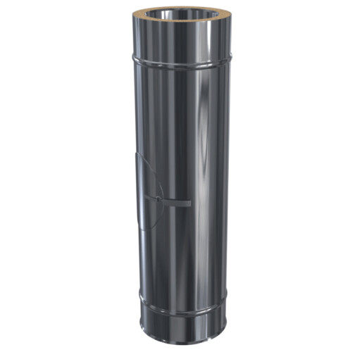Edelstahlschornstein L&auml;ngenelement mit Revision (Reinigungst&uuml;r) DW 130 mm Premium Plus 0,8 mm