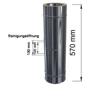 Edelstahlschornstein L&auml;ngenelement mit Revision (Reinigungst&uuml;r) DW 150 mm Standard Plus 0,5 mm