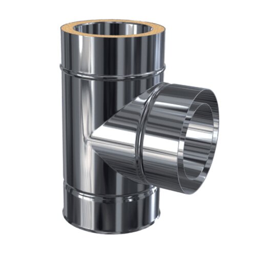 Edelstahlschornstein Feuerungsanschluss 90&deg; DW 120 mm Premium Plus 0,8 mm