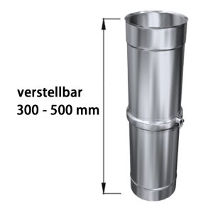 Edelstahlschornstein einwandig Justierelement L 300 - 500mm DN 80 mm Standard 0,5 mm