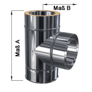 Edelstahlschornstein Feuerungsanschluss 90&deg; DW 150 mm Standard Plus 0,5 mm