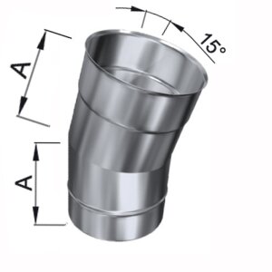 Edelstahlschornstein einwandig Bogen 15&deg; DN 113 mm Standard 0,5 mm