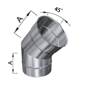 Edelstahlschornstein einwandig Bogen 45&deg; DN 80 mm Premium 0,6 mm