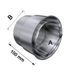 Edelstahlschornstein einwandig Doppelwandfutter OS2 DN 80 mm L 100 mm Standard 0,5 mm