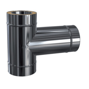 Edelstahlschornstein T-Anschluss 90&deg; mit langem Stutzen DW 160 mm Standard Plus 0,5 mm