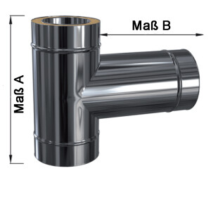 Edelstahlschornstein T-Anschluss 90&deg; mit langem Stutzen DW 160 mm Standard Plus 0,5 mm