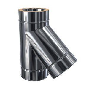 Edelstahlschornstein Feuerungsanschluss 45&deg; DW 150 mm Standard Plus 0,5 mm