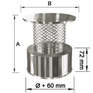 Edelstahlschornstein Regenhaube mit Funkenschutzgitter DW 200 mm