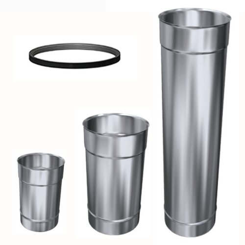 Edelstahlschornstein einwandig L&auml;ngenelement mit Dichtung DN 80 mm - 300 mm