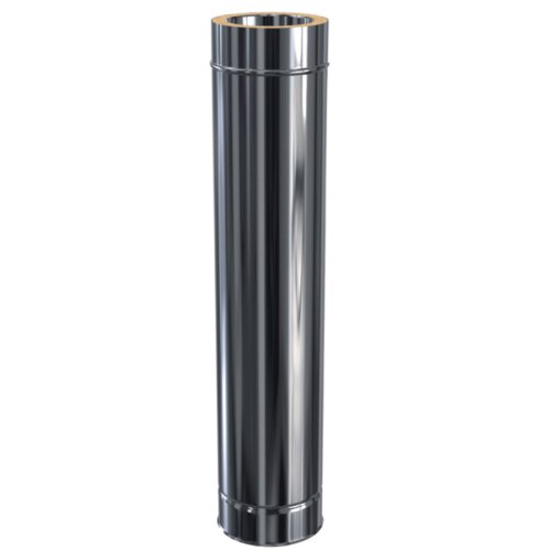 Edelstahlschornstein L&auml;ngenelement doppelwandig DW 113 mm 1000 mm Premium Plus 0,8 mm