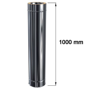 Edelstahlschornstein L&auml;ngenelement doppelwandig DW 113 mm 1000 mm Premium Plus 0,8 mm