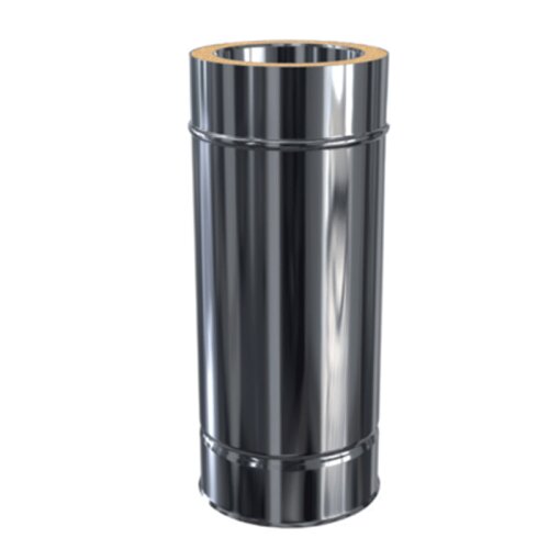 Edelstahlschornstein L&auml;ngenelement doppelwandig DW 120 mm 500 mm Premium 0,6 mm