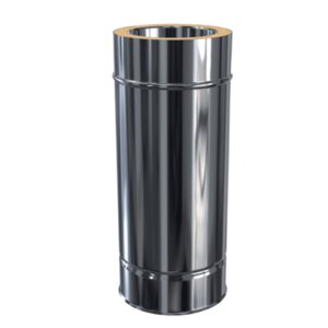 Edelstahlschornstein L&auml;ngenelement doppelwandig DW 120 mm 500 mm Premium 0,6 mm