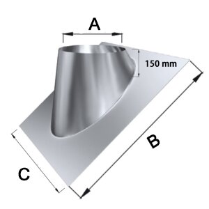 Edelstahlschornstein einwandig Universal Dachdurchf&uuml;hrung 35&deg;- 50&deg; DN 130 mm