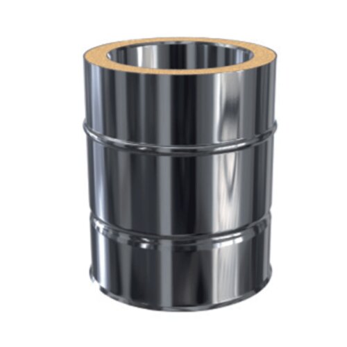 Edelstahlschornstein L&auml;ngenelement doppelwandig DW 130 mm 250 mm Standard Plus 0,5 mm
