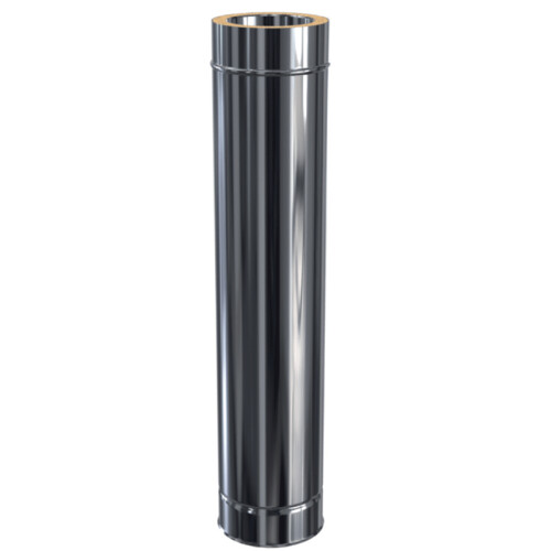 Edelstahlschornstein L&auml;ngenelement doppelwandig DW 130 mm 1000 mm Premium Olymp 1,0 mm