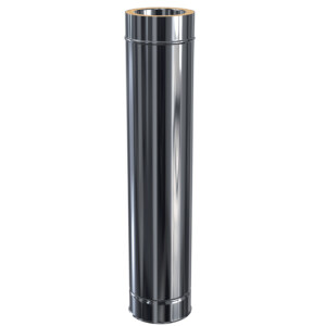 Edelstahlschornstein L&auml;ngenelement doppelwandig DW 130 mm 1000 mm Premium Olymp 1,0 mm