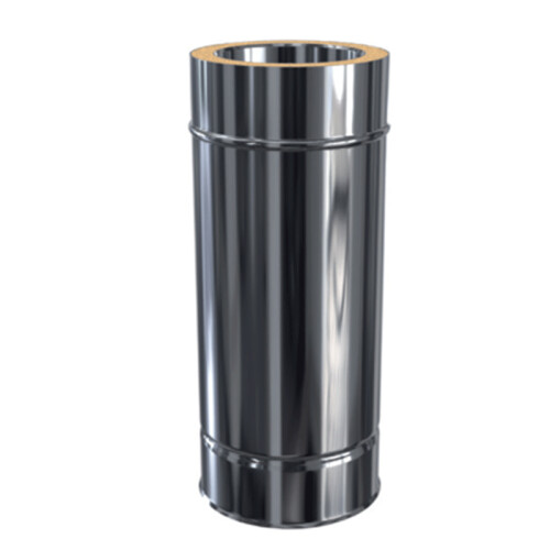 Edelstahlschornstein L&auml;ngenelement doppelwandig DW 180 mm 500 mm Premium Plus 0,8 mm