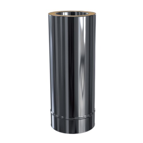 Edelstahlschornstein L&auml;ngenelement doppelwandig frei k&uuml;rzbar DW 150 mm 500 mm Standard Plus 0,5 mm