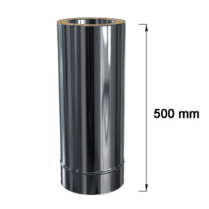 Edelstahlschornstein L&auml;ngenelement doppelwandig frei k&uuml;rzbar DW 160 mm 500 mm Standard Plus 0,5 mm