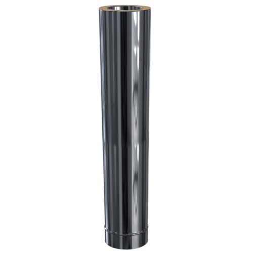 Edelstahlschornstein L&auml;ngenelement doppelwandig frei k&uuml;rzbar DW 180 mm 1000 mm Premium Plus 0,8 mm