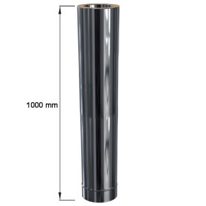 Edelstahlschornstein L&auml;ngenelement doppelwandig frei k&uuml;rzbar DW 180 mm 1000 mm Premium Plus 0,8 mm