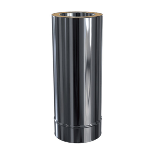 Edelstahlschornstein L&auml;ngenelement doppelwandig frei k&uuml;rzbar DW 200 mm 500 mm Standard Plus 0,5 mm