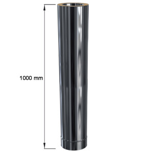 Edelstahlschornstein L&auml;ngenelement doppelwandig frei k&uuml;rzbar DW 200 mm 1000 mm Standard Plus 0,5 mm
