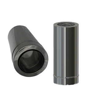 Edelstahlschornstein L&auml;ngenelement mit integr.Wandfutter frei k&uuml;rzbar DW 100 mm 500 mm Standard Plus 0,5 mm